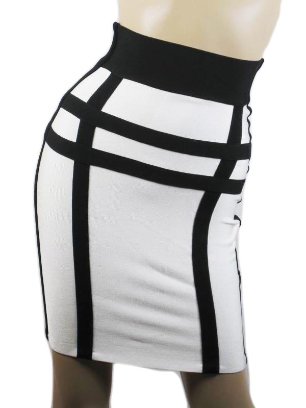 New Herve Leger Black and White Mini Skirt